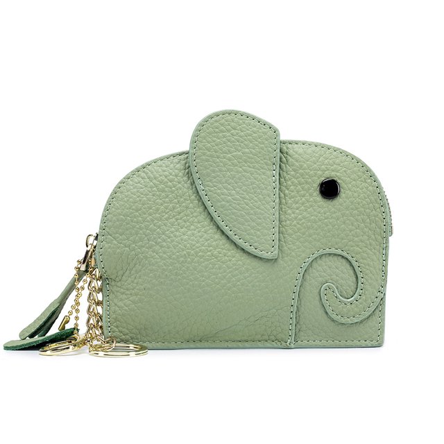 Monedero pequeño de piel de vaca suave y fino con diseño distintivo de elefante para mujer