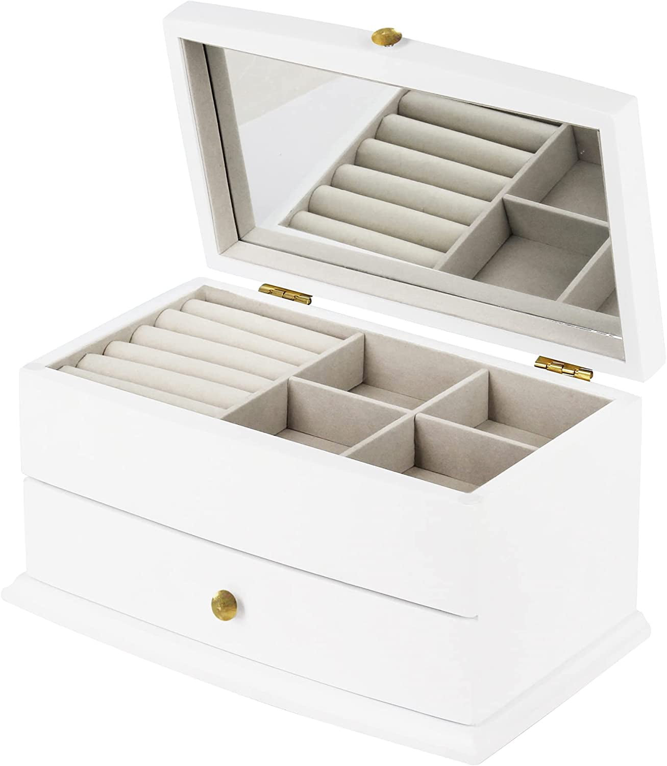 Leejay Wood Jewelry Box with 2 drawer ,Organizer Storage Case with ...