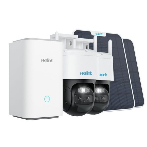 REOLINK Home Hub with 2X Trackmix with 6W Solar Panel - 2K Solar Security Camera Wireless Outdoor, Auto Tracking, Auto Zoom, 64GB microSD Card Included, Encrypted Local
