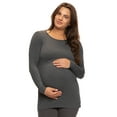 thumbnail image 2 of Felina | Cotton Modal Maternity Side Shirred L/S Crewneck Shirt (Heathered Charcoal, Large), 2 of 2
