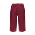 thumbnail image 4 of Pantalones casuales de cintura alta de color sólido para mujer Pantalones cortos de entrenamiento Vino/S, 4 of 9