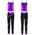 thumbnail image 5 of TSSOE Kids Girls Sleeveless Metallic Tank Top with Leggings Set 2 Piece Summer Outfit Gym Yoga Dance Purple 12, 5 of 6