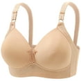 thumbnail image 2 of Loopsun Plus Size Womens Bra, Daily Bra for Women, Women's Casual Soild Wireless Everyday Underwear Bra Beige,XXXL, 2 of 5