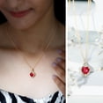 thumbnail image 3 of Rosec Jewels Lab Grown Ruby Heart Pendant Necklace with Infinity Knot - Cocktail Necklace - AAAA Grade - Ready to Gift, 10K Yellow Gold, 3 of 7