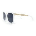 thumbnail image 3 of Womens Oversized Horn Rim Chain Arm Rectangle Designer Fashion Luxury Sunglasses White - Black, 3 of 4