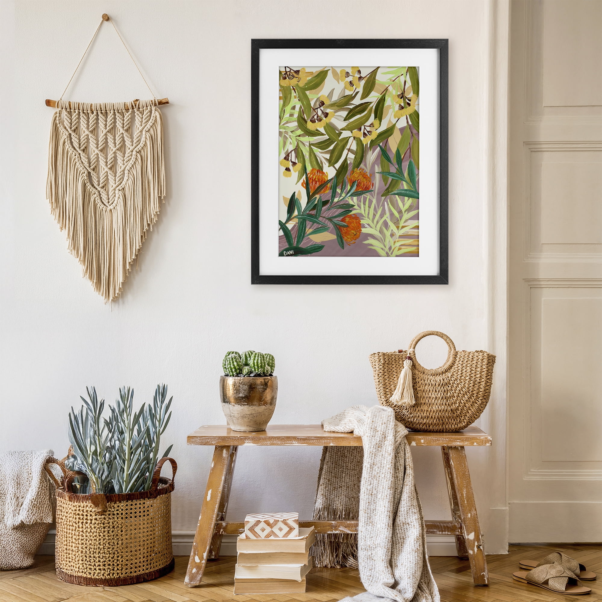Stupell Industries Walk With Me Florals Black Framed Print Under Glass, design by Dani Heyward