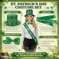 thumbnail image 2 of PMU 4 Pcs Patrick's Day Decorations Leprechaun Costume Set For Saint Patrick's Day outfit Hat, Bow Tie, Green Satin Sash, and Button, 2 of 6