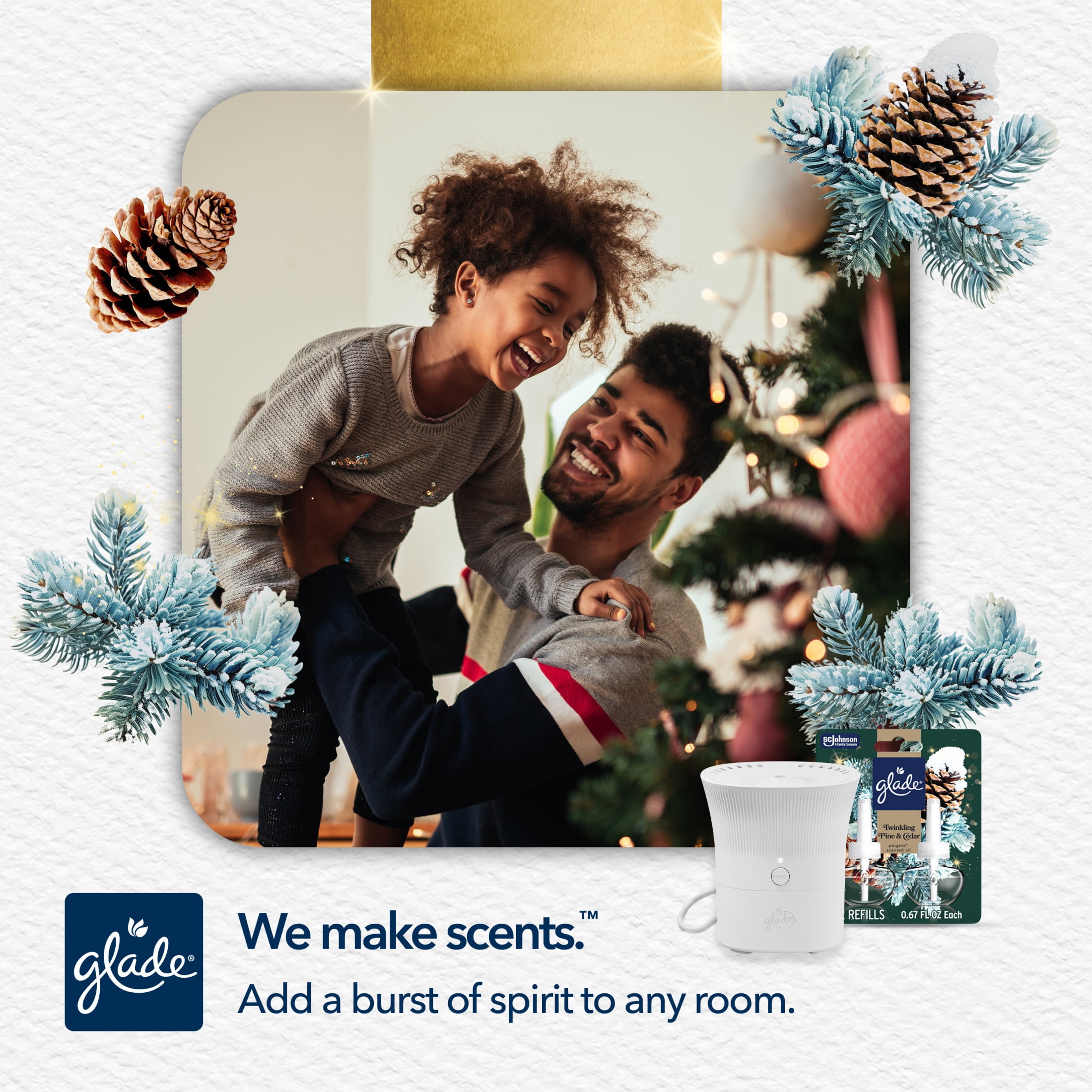 Glade® Scent Flow PlugIns® Air Freshener Starter Kit, Twinkling Pine & Cedar, 1 Device + 1 Refill, 0.67 fl oz