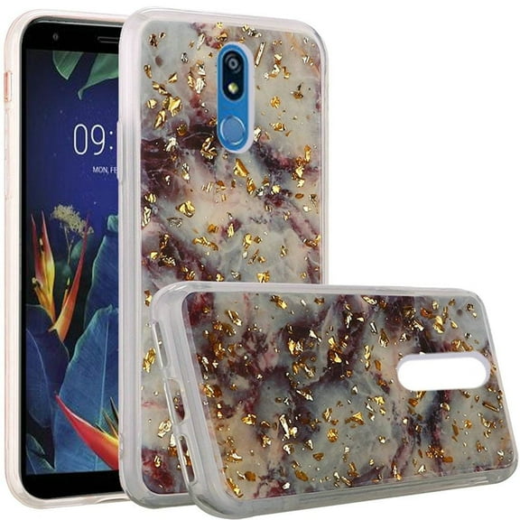 GSA Gold Flake Marble Candy Case for LG K40, Harmony 3, Solo - Purple