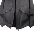 thumbnail image 4 of PiGOGI Men's Winter Coats Fashion Leather Solid Color Zipper Pocket Long Sleeve Lapel Leather Coat Jacket Dark Gray 2XL, 4 of 4