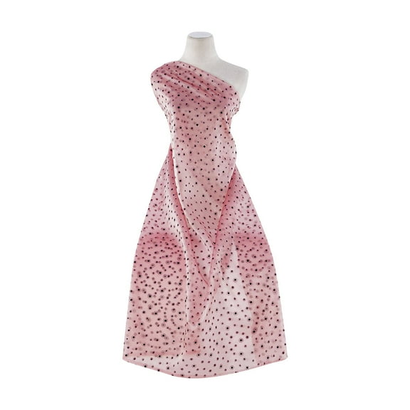 Zelouf Varigated Flocked Dot Outline Glitter Organza , Sewing, DIY, Crafts Fabric by the Yard, Fairy Pink, 3 Yard