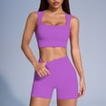 thumbnail image 4 of TOWED22 Women 2 Piece Workout Sets Padded Low Impact Yoga Tops High Waisted Biker Shorts(Purple,L), 4 of 4