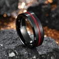 thumbnail image 5 of 8mm Loop Red Black Silver Blue Groove Tungsten Carbide Wedding Band Groove Engagement Ring for Men Comfort Fit, 5 of 10