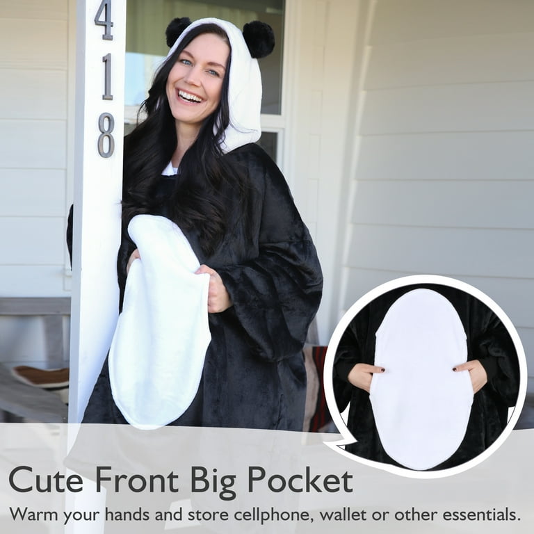 Catalonia Oversized Hoodie Blanket Sweatshirt, Comfortable Sherpa Giant  Pullover with Large Front Pocket for Adults Men Women Teenagers Wife  Girlfriend, Black Panda - Walmart.com