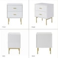 thumbnail image 6 of Wooden 2 Drawer Storage End Table Chest Cabinet Table Metal Legs for Home White, 6 of 6