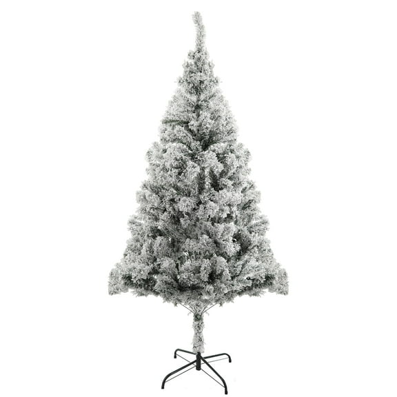 Xssm 6 ft Flocked Artificial Christmas Tree Holiday Pencil Tree with Realistic Branchs and Stand, White