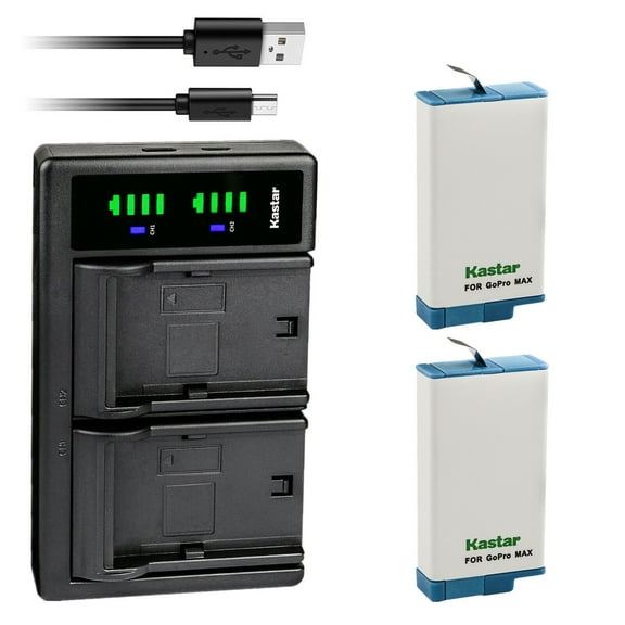 Kastar 2-Pack Battery and LTD2 USB Charger Compatible with GoPro Max, GoPro Max SPCC1B, ACDBD-001 ACBAT-001 ACCBAT-001, CHDHZ-201 CHDHZ201 Battery, GoPro MAX 360 Waterproof Degree 5.6K Action Camera