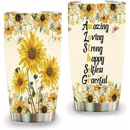 

Sunflower Tumbler with Lid Double Wall Tumbler 20oz Travel Coffee Mug Birthday Gift for Women Mom Friend Gift Mother Sunflower