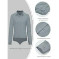 thumbnail image 3 of Tapata Womens Bodysuit Blouse Button Down One-Piece Long Sleeve Solid Office Work Shirt Casual Tops, 3 of 6