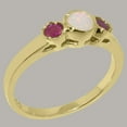 thumbnail image 3 of LBG British Made 14k Yellow Gold Real Genuine Opal & Ruby Womens Promise Ring - 33 size options - Size 5.75, 3 of 7