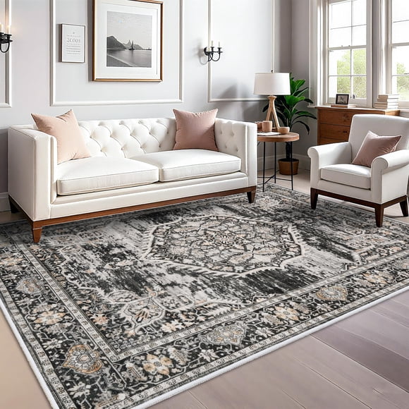 Alfombra YOUFORTONG 180 x 270 cm, lavable, antideslizante, con estampado floral
