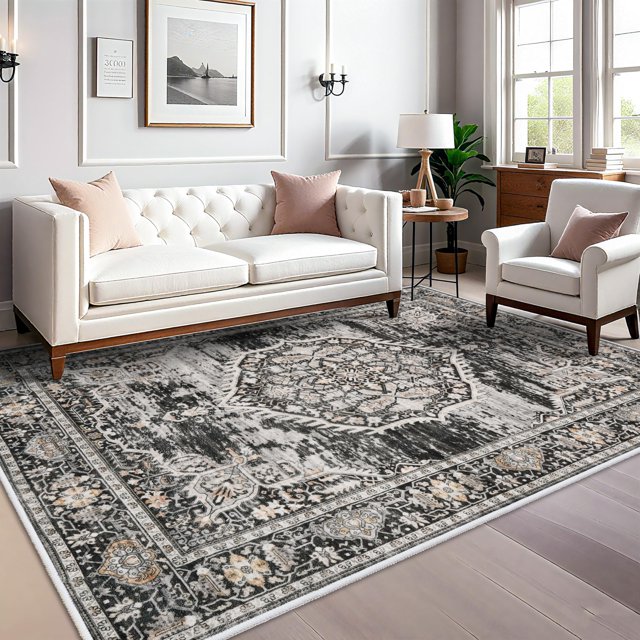 Alfombra YOUFORTONG 180 x 270 cm, lavable, antideslizante, con estampado floral