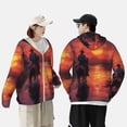 thumbnail image 4 of Balery Sunset River Western Cowboy Sudadera ligera de manga larga con capucha y protección solar UPF 50+ para hombre y mujer, ideal para pesca y running-Medium, 4 of 7