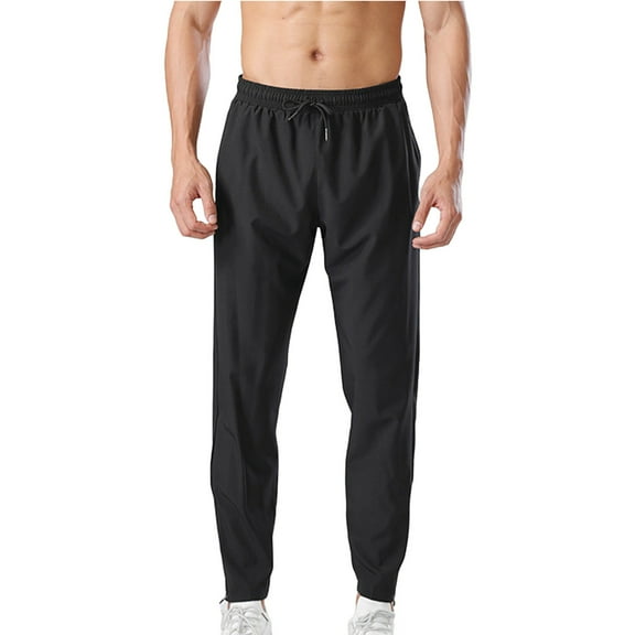 LOVZFMLL Men's Athletic Sweatpants, Summer Breathable Quick Dry Joggers Running Workout Gym Sports Pants Trousers for Men Black XXL