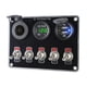 thumbnail image 1 of Panel de interruptores para barco de 5 entradas, cargador USB doble, 12 V/24 V, para camión, SUV, UTV Luz verde, 1 of 6