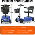 thumbnail image 5 of 4 Wheels Mobility Scooter, Folding Lightweight Travel Mobility Scooter with Front & Rear LED Light, Heavy Duty Electric Motorized Scooters for Seniors Adults, Compact Mobility Scooter, Blue, 5 of 8