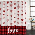 thumbnail image 2 of Valentines Day Shower Curtain, Waterproof Shower Curtains for Bathroom, Red Love Hearts Wooden Plaid Rustic Washable Fabric Bathtub Curtain Set Bath Decor with 12 Hooks Long 72"x84", 2 of 8