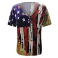 thumbnail image 3 of Pompotops T-shirt à Manches Courtes Col en V pour Femmes Jour de l'Indépendance Blouse Décontractée Imprimée, 3 of 7