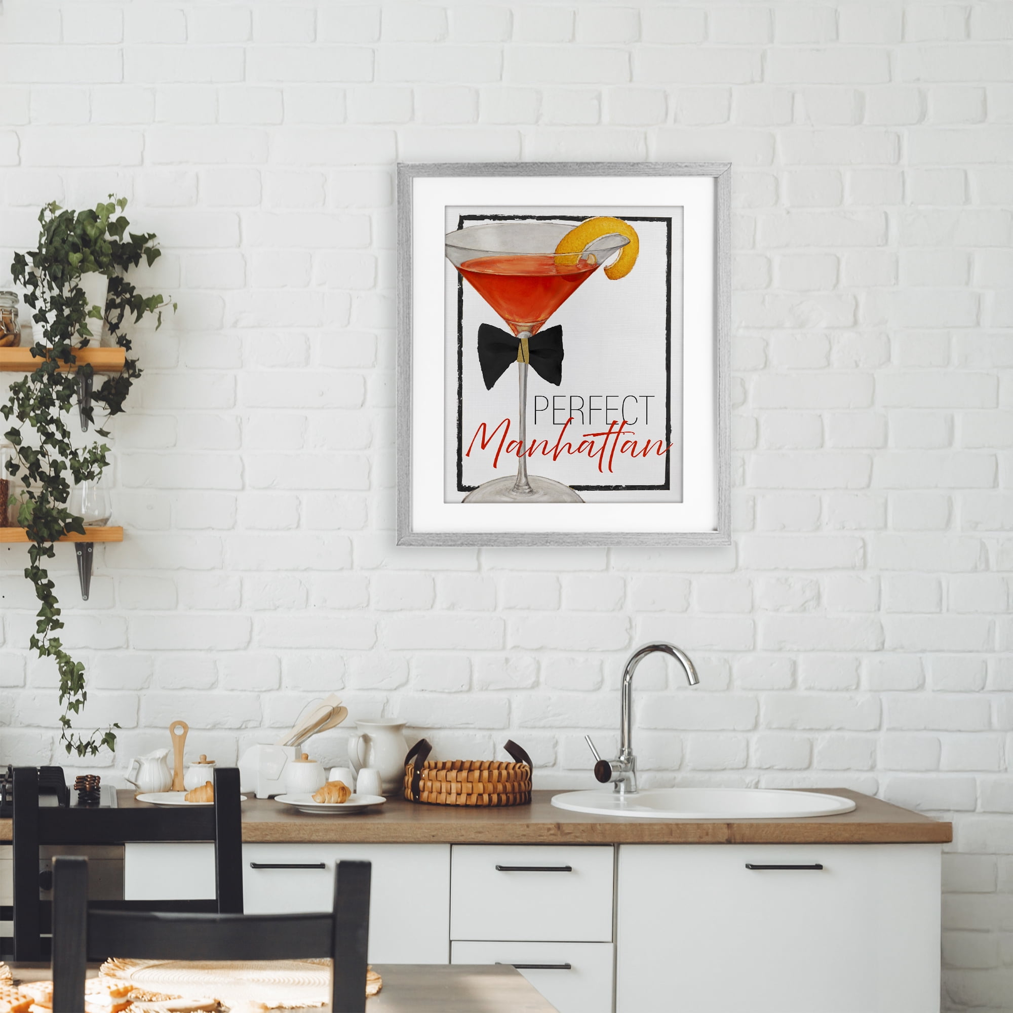 Stupell Industries Perfect Manhattan Cocktail Gray Framed Print Under Glass, design by Lorenzo Collective