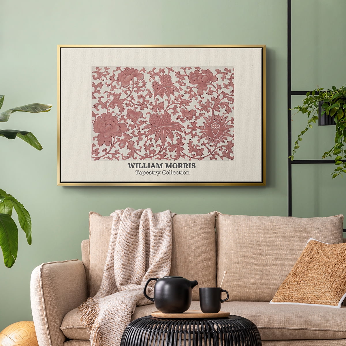 Vintage Abstract Print-XLIII Framed in Gold Wood Gallery Wrapped Canvas 25 in. x 37 in.
