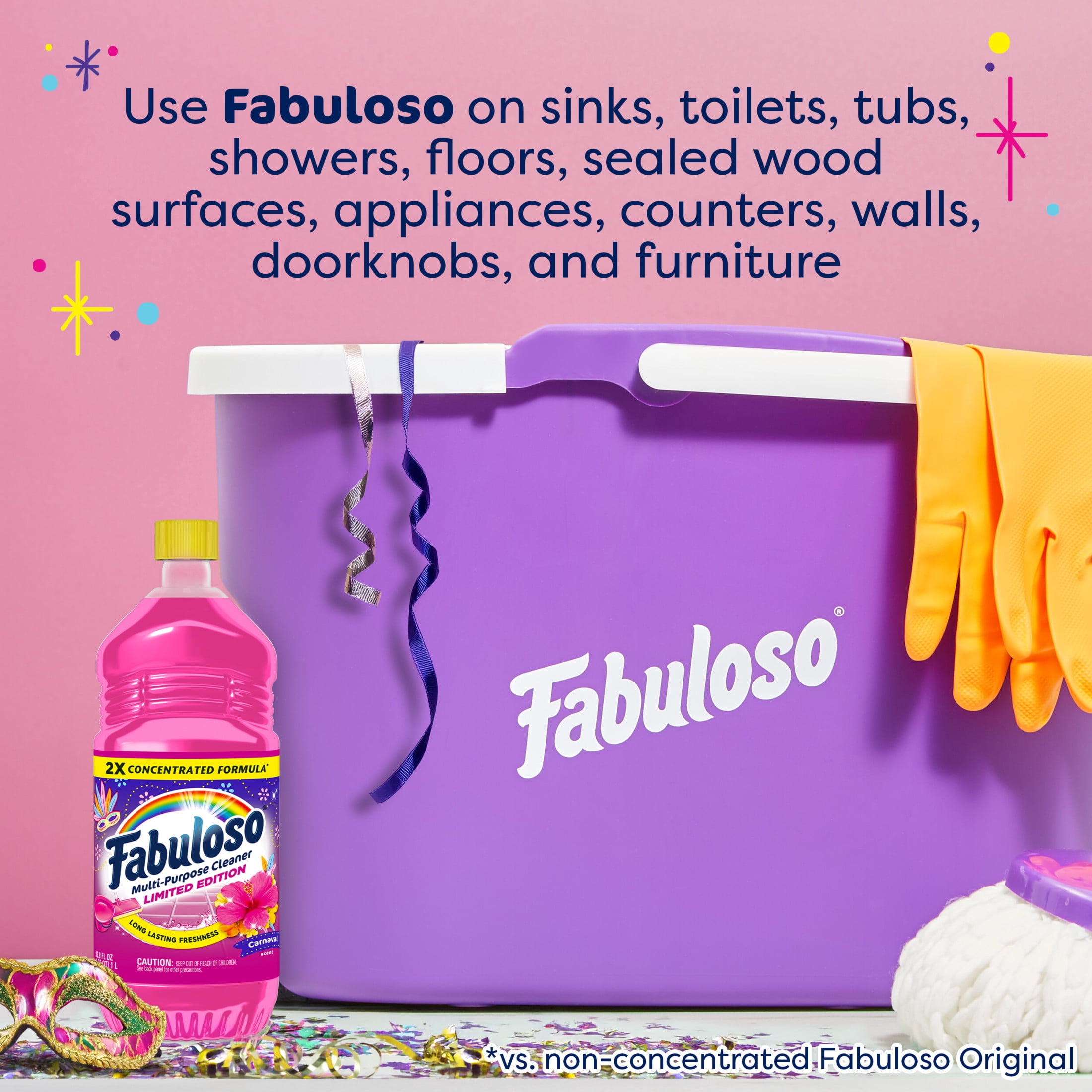 Fabuloso Multi-Purpose Cleaner, 2X Concentrated Formula, Limited Edition, Carnaval Scent, 33.8 fl oz