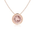 thumbnail image 1 of Angara Collier en Morganite Naturel - Pendentif Solitaire Rond en Morganite avec Lunette en Or Rose 14K pour Femmes, 1 of 8