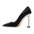 thumbnail image 2 of XYD Women Classic Rhinestone Studded Stiletto High Heel Pumps Slip On Pointed Closed Toe Satin Elegant Parties Shoes Size 10.5 Black, 2 of 4