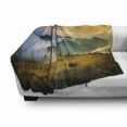 thumbnail image 3 of Landscape Soft Flannel Fleece Blanket, Rural Scenery Sunrise Misty Mountains Clouds Trees Wildgrass Field Photo, Cozy Plush for Indoor and Outdoor Use, 60" x 80", Yellow Blue Green, by Ambesonne, 3 of 6