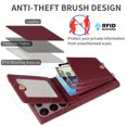 thumbnail image 5 of SaniMore RFID Blocking Wallet Case for Samsung Galaxy S22 Ultra, Crossbody Zipper Purse Case for Women/Girls, Wrist Strap PU Leather Card Holder Kickstand Cover for Samsung S22 Ultra, Winered, 5 of 9