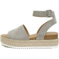 thumbnail image 2 of Soda Topic Grey Casual Espadrilles Trim Rubber Sole Flatform Embellished Wedges (8.5), 2 of 5