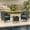 Brown Four-Line Rattan + Peacock Blue Cushion, variant on YUSAZENS 3-Piece Brown PE Rattan Bistro Set, Outdoor Conversation Furniture with 2 Cushioned Chairs & Tempered Glass Coffee Table, Weather-Resistant Patio Seating for Backyard, Balcony, Porch
