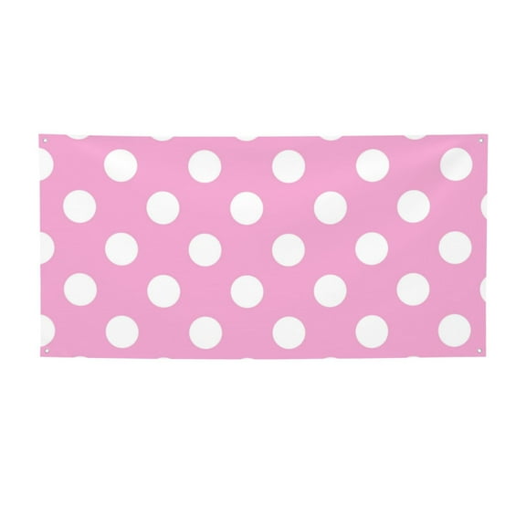 Picia Pink And White Polka Dot Pattern Party Banner, Festive Decoration, Holiday Banner, Celebration Decor, Event Banner, Reusable Party Banner-Small