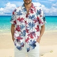 thumbnail image 2 of CCRFTGI Hawaiian Shirt for Men Big and Tall Beach Plain T Shirts for Man Summer Button Up Tshirt Short Sleeve Maple Leaf Print Tee,Blue M, 2 of 5
