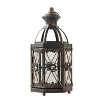 HCTSHG Lantern Decorative Indoor & Outdoor, Large Hanging Candle Lanterns Home Decor, Vintage Metal Candle Holders for Front Porch Patio Wedding Party, Halloween Christmas Decorations