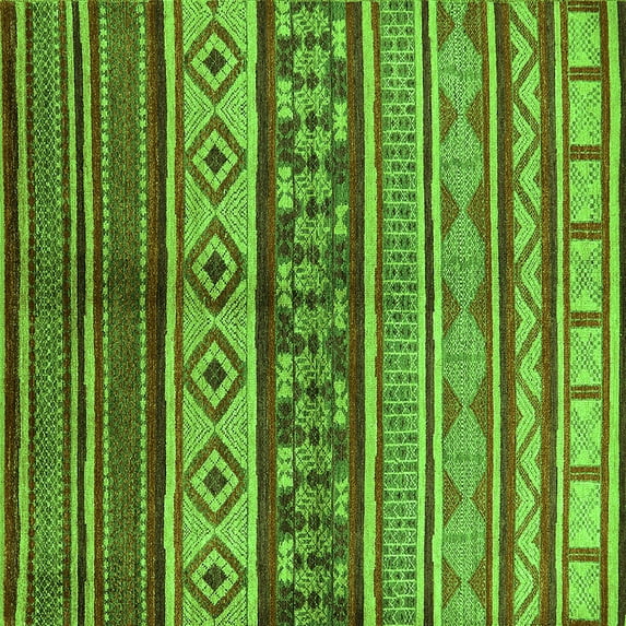 Ahgly Company Indoor Square Oriental Green Industrial Area Rugs, 6' Square
