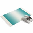 thumbnail image 4 of Teal Ombre Bathroom Rug 2'x3', Turquoise White Gradient Modern Abstract Art Low Profile Front Entryway Rug with Tassels, Woven Cotton Washable Kitchen Mat Carpet for Foyer Bedroom Back Door Decor, 4 of 9