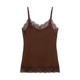 thumbnail image 3 of Gynyvoja Lace Camisole Top One Lined Tank Top Spaghetti Strap Club Party Shirt Brown S, 3 of 9