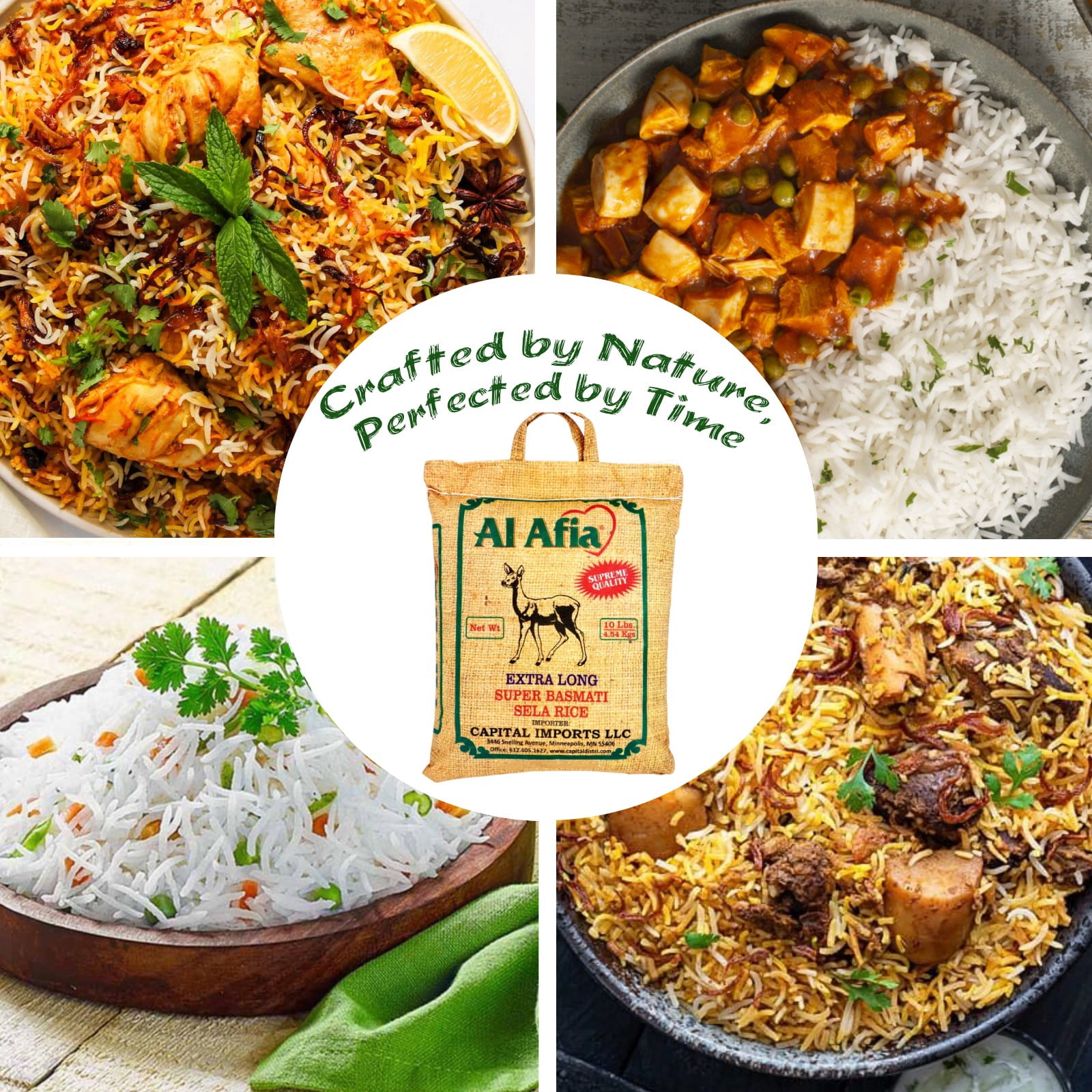 Al Afia Basmati Sela Rice Supreme Quality Extra Long , 10 lb (4.54 kg), Non GMO, Extra Long Basmati Rice, Vegan, Gluten Free, BPA Free, Zip Lock Bag, Dried Grains, Fresh White Rice