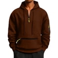 thumbnail image 2 of RYDCOT Mens Quarter Zip Waffle Hoodie - Performance Fleece 1/4 Zip Pullover Sweatshirt Mens Golf Shirts for Workout Hiking Running Brown, 2 of 8