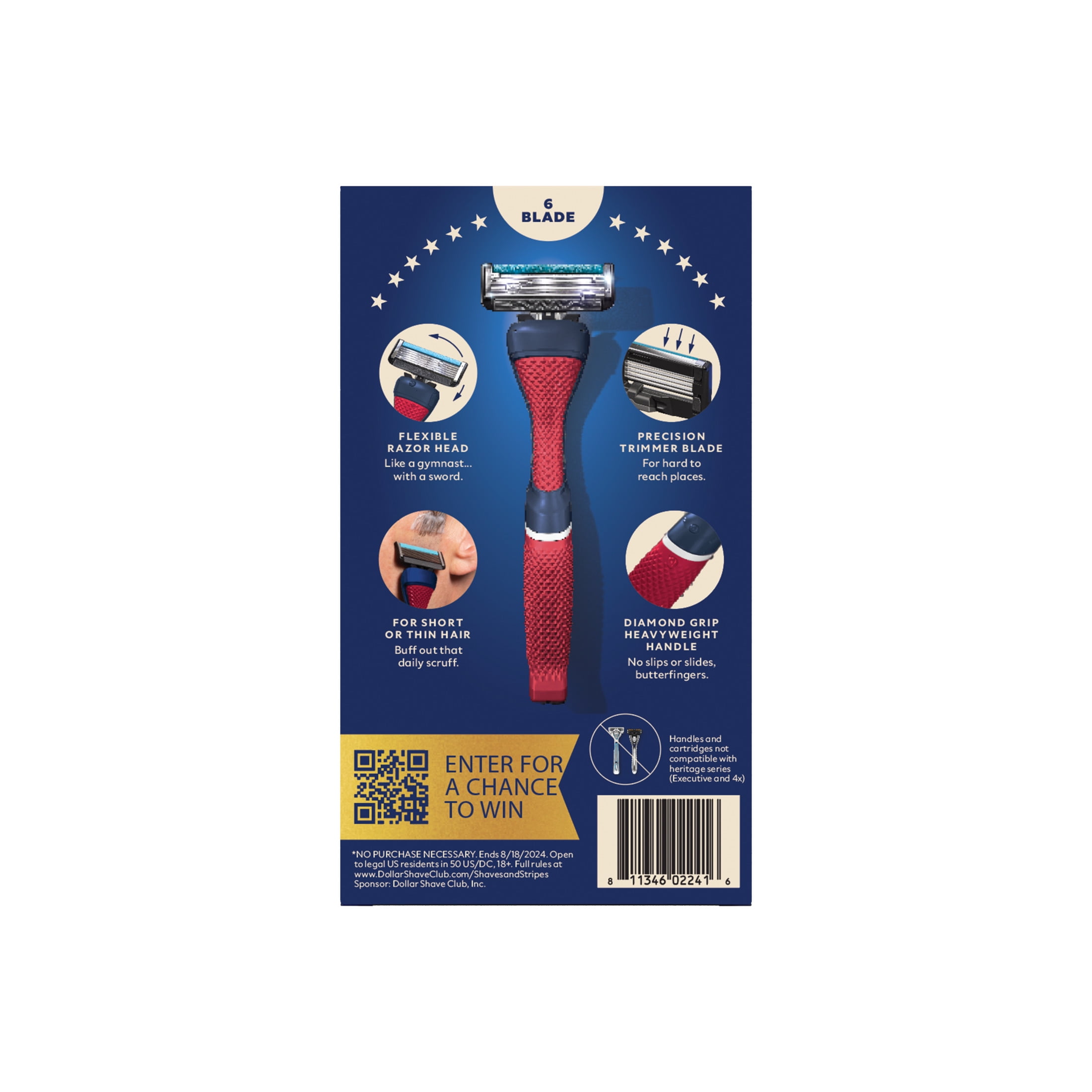 Dollar Shave Club U.S.A. Men's Razor 6-Blade Starter Set 1 handle, 2x 6-blade razor blade refills